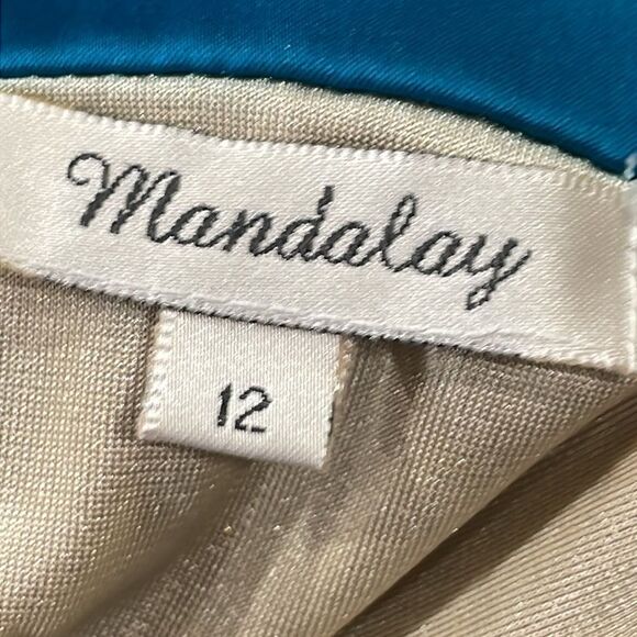 Mandalay Turquoise Blue Dress with Orange Embroidery. Size 12 L large - Picture 9 of 11